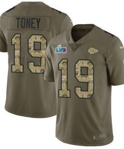 Nike Chiefs #19 Kadarius Toney Olive/Camo Super Bowl LVII Patch Men's Stitched NFL Limited 2017 Salute To Service Jersey