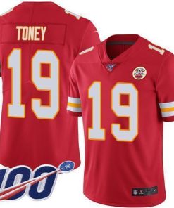 Nike Chiefs #19 Kadarius Toney Red Team Color Men's Stitched NFL 100th Season Vapor Limited Jersey