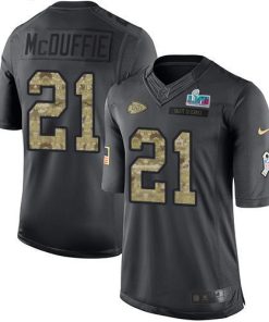 Nike Chiefs #21 Trent McDuffie Black Super Bowl LVII Patch Men's Stitched NFL Limited 2016 Salute To Service Jersey