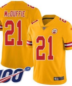 Nike Chiefs #21 Trent McDuffie Gold Men's Stitched NFL Limited Inverted Legend 100th Season Jersey