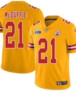 Nike Chiefs #21 Trent McDuffie Gold Super Bowl LVII Patch Men's Stitched NFL Limited Inverted Legend Jersey