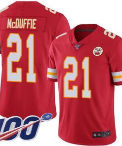 Nike Chiefs #21 Trent McDuffie Red Team Color Men's Stitched NFL 100th Season Vapor Limited Jersey