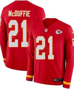 Nike Chiefs #21 Trent McDuffie Red Team Color Men's Stitched NFL Limited Therma Long Sleeve Jersey