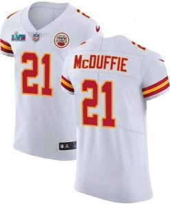 Nike Chiefs #21 Trent McDuffie White Super Bowl LVII Patch Men's Stitched NFL Vapor Untouchable Elite Jersey