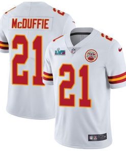 Nike Chiefs #21 Trent McDuffie White Super Bowl LVII Patch Men's Stitched NFL Vapor Untouchable Limited Jersey