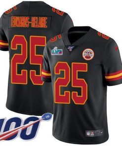 Nike Chiefs #25 Clyde Edwards-Helaire Black Super Bowl LVII Patch Men's Stitched NFL Limited Rush 100th Season Jersey