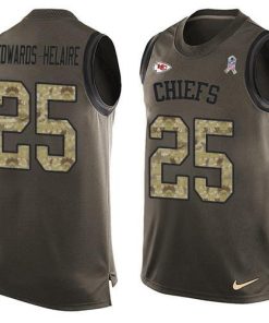 Nike Chiefs #25 Clyde Edwards-Helaire Green Men's Stitched NFL Limited Salute To Service Tank Top Jersey