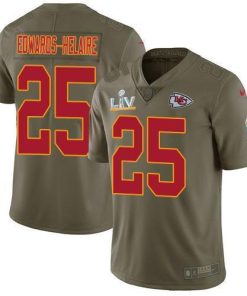 Nike Chiefs #25 Clyde Edwards-Helaire Olive Men's Super Bowl LV Bound Stitched NFL Limited 2017 Salute To Service Jersey