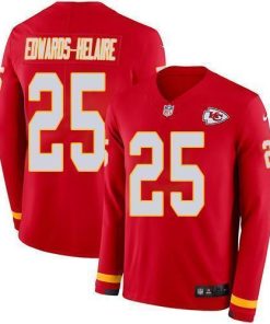 Nike Chiefs #25 Clyde Edwards-Helaire Red Team Color Men's Stitched NFL Limited Therma Long Sleeve Jersey