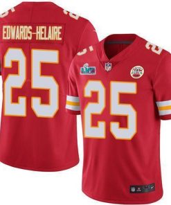 Nike Chiefs #25 Clyde Edwards-Helaire Red Team Color Super Bowl LVII Patch Men's Stitched NFL Vapor Untouchable Limited Jersey
