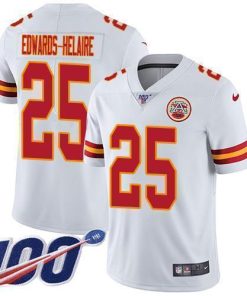 Nike Chiefs #25 Clyde Edwards-Helaire White Men's Stitched NFL 100th Season Vapor Untouchable Limited Jersey