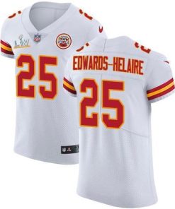 Nike Chiefs #25 Clyde Edwards-Helaire White Men's Super Bowl LV Bound Stitched NFL New Elite Jersey