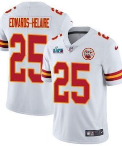 Nike Chiefs #25 Clyde Edwards-Helaire White Super Bowl LVII Patch Men's Stitched NFL Vapor Untouchable Limited Jersey