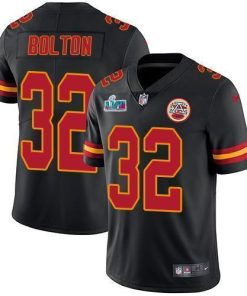 Nike Chiefs #32 Nick Bolton Black Super Bowl LVII Patch Men's Stitched NFL Limited Rush Jersey