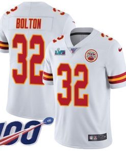 Nike Chiefs #32 Nick Bolton White Super Bowl LVII Patch Men's Stitched NFL 100th Season Vapor Limited Jersey
