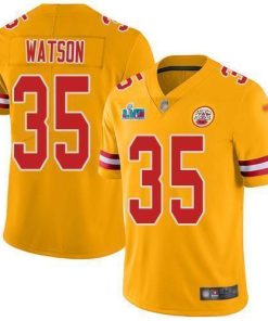 Nike Chiefs #35 Jaylen Watson Gold Super Bowl LVII Patch Men's Stitched NFL Limited Inverted Legend Jersey