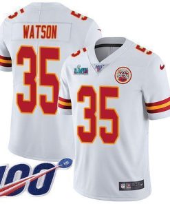 Nike Chiefs #35 Jaylen Watson White Super Bowl LVII Patch Men's Stitched NFL 100th Season Vapor Limited Jersey