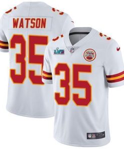 Nike Chiefs #35 Jaylen Watson White Super Bowl LVII Patch Men's Stitched NFL Vapor Untouchable Limited Jersey