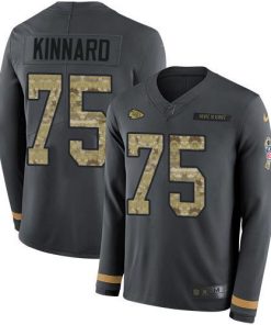 Nike Chiefs #75 Darian Kinnard Anthracite Salute To Service Men's Stitched NFL Limited Therma Long Sleeve Jersey