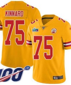 Nike Chiefs #75 Darian Kinnard Gold Super Bowl LVII Patch Men's Stitched NFL Limited Inverted Legend 100th Season Jersey