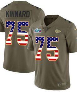 Nike Chiefs #75 Darian Kinnard Olive/USA Flag Super Bowl LVII Patch Men's Stitched NFL Limited 2017 Salute To Service Jersey