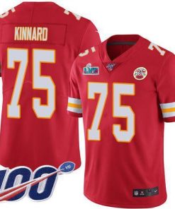Nike Chiefs #75 Darian Kinnard Red Team Color Super Bowl LVII Patch Men's Stitched NFL 100th Season Vapor Limited Jersey