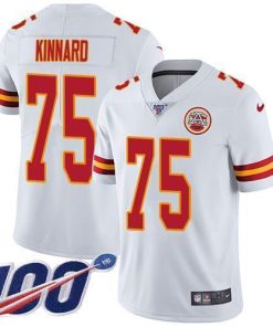 Nike Chiefs #75 Darian Kinnard White Men's Stitched NFL 100th Season Vapor Limited Jersey