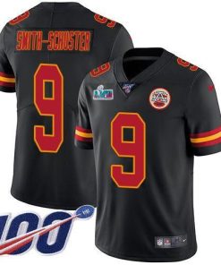 Nike Chiefs #9 JuJu Smith-Schuster Black Super Bowl LVII Patch Men's Stitched NFL Limited Rush 100th Season Jersey