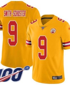 Nike Chiefs #9 JuJu Smith-Schuster Gold Men's Stitched NFL Limited Inverted Legend 100th Season Jersey