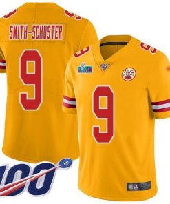 Nike Chiefs #9 JuJu Smith-Schuster Gold Super Bowl LVII Patch Men's Stitched NFL Limited Inverted Legend 100th Season Jersey
