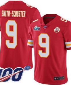 Nike Chiefs #9 JuJu Smith-Schuster Red Team Color Super Bowl LVII Patch Men's Stitched NFL 100th Season Vapor Limited Jersey