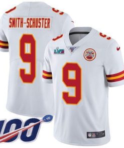 Nike Chiefs #9 JuJu Smith-Schuster White Super Bowl LVII Patch Men's Stitched NFL 100th Season Vapor Limited Jersey