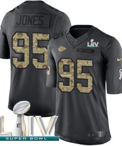 Nike Chiefs #95 Chris Jones Black Super Bowl LIV 2020 Men's Stitched NFL Limited 2016 Salute To Service Jersey