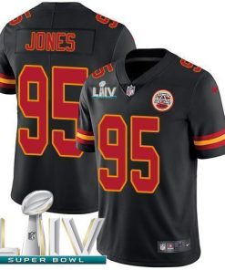 Nike Chiefs #95 Chris Jones Black Super Bowl LIV 2020 Men's Stitched NFL Limited Rush Jersey