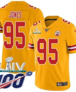 Nike Chiefs #95 Chris Jones Gold Super Bowl LIV 2020 Men's Stitched NFL Limited Inverted Legend 100th Season Jersey
