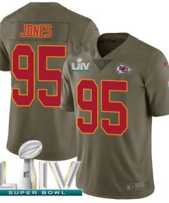 Nike Chiefs #95 Chris Jones Olive Super Bowl LIV 2020 Men's Stitched NFL Limited 2017 Salute To Service Jersey