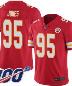 Nike Chiefs #95 Chris Jones Red Team Color Men's Stitched NFL 100th Season Vapor Limited Jersey