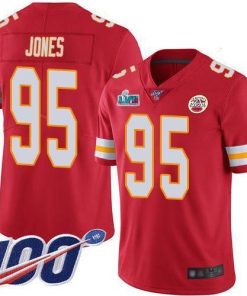 Nike Chiefs #95 Chris Jones Red Team Color Super Bowl LVII Patch Men's Stitched NFL 100th Season Vapor Limited Jersey
