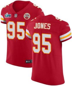 Nike Chiefs #95 Chris Jones Red Team Color Super Bowl LVII Patch Men's Stitched NFL Vapor Untouchable Elite Jersey
