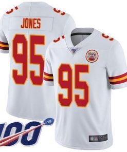 Nike Chiefs #95 Chris Jones White Men's Stitched NFL 100th Season Vapor Limited Jersey