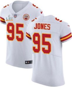 Nike Chiefs #95 Chris Jones White Men's Super Bowl LV Bound Stitched NFL New Elite Jersey