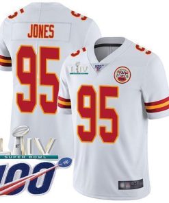Nike Chiefs #95 Chris Jones White Super Bowl LIV 2020 Men's Stitched NFL 100th Season Vapor Untouchable Limited Jersey