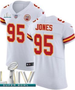 Nike Chiefs #95 Chris Jones White Super Bowl LIV 2020 Men's Stitched NFL New Elite Jersey