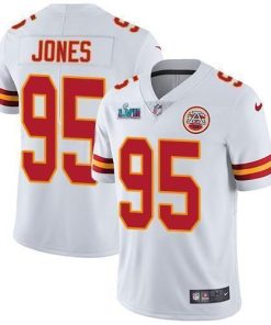 Nike Chiefs #95 Chris Jones White Super Bowl LVII Patch Men's Stitched NFL Vapor Untouchable Limited Jersey