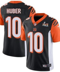 Nike Cincinnati Bengals #10 Kevin Huber Black Team Color Super Bowl LVI Patch Men's Stitched NFL Vapor Untouchable Limited Jersey Men's