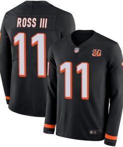 Nike Cincinnati Bengals #11 John Ross III Black Team Color Men's Stitched NFL Limited Therma Long Sleeve Jersey Men's