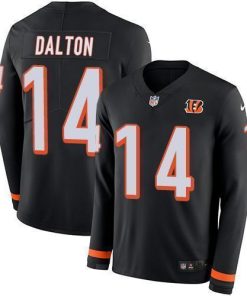 Nike Cincinnati Bengals #14 Andy Dalton Black Team Color Men's Stitched NFL Limited Therma Long Sleeve Jersey Men's