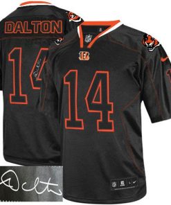Nike Cincinnati Bengals #14 Andy Dalton Lights Out Black Men's Stitched NFL Elite Autographed Jersey Men's