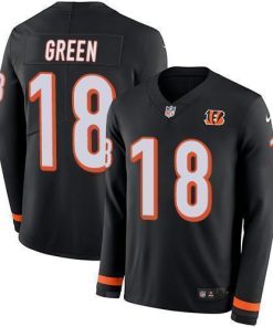 Nike Cincinnati Bengals #18 A.J. Green Black Team Color Men's Stitched NFL Limited Therma Long Sleeve Jersey Men's