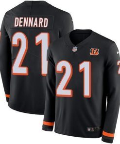 Nike Cincinnati Bengals #21 Darqueze Dennard Black Team Color Men's Stitched NFL Limited Therma Long Sleeve Jersey Men's